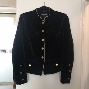 Black Velvet Military Jacket w/Gold Piping